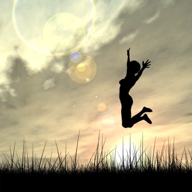 kadın silueti atlama