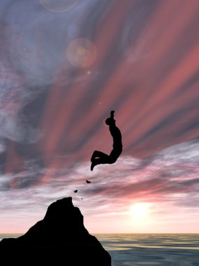  İşadamı siluet atlama