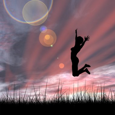 kadın silueti atlama