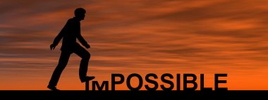  imkansız metnin üzerinde adım adam siluet 