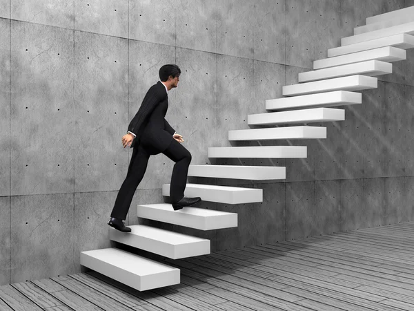 Homem de negócios subindo na escada — Fotografia de Stock