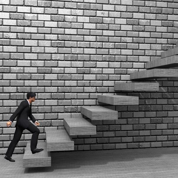 Businessman climbing on  steps — Stock Photo, Image