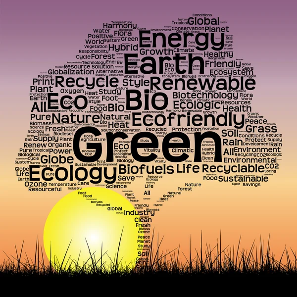 Zwarte ecologie tekst word cloud — Stockfoto