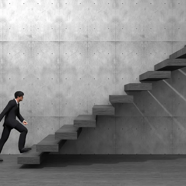 Businessman climbing on  steps — Stock Photo, Image