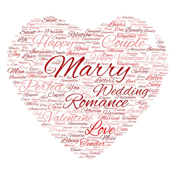 Valentine's Day wordcloud  in shape of heart — Stock Photo, Image