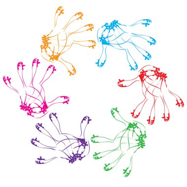 renkli boya el baskı daire