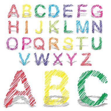  renkli el yazısı karalama yazı tipi