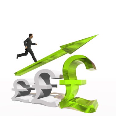 Bir pound sembol atlama işadamı 