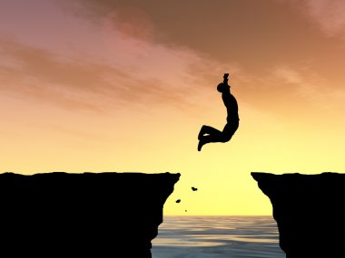  işadamı siluet uçurumdan atlama