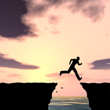  işadamı siluet uçurumdan atlama
