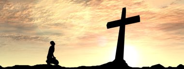 siyah haç ve adam siluet