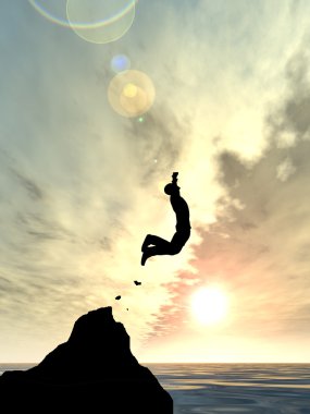  İşadamı siluet atlama