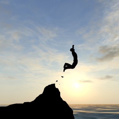  İşadamı siluet atlama