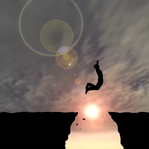 Uomo Silhouette salto — Foto Stock