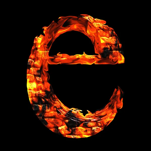 Hořící oheň písmo — Stock fotografie