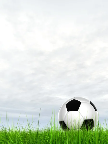 Fotboll i färska fältet gräs — Stockfoto
