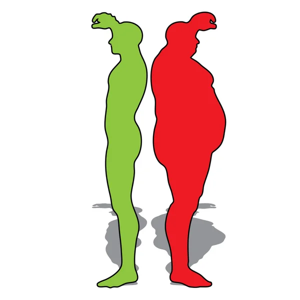 Sylwetka szczupły mężczyzna nadwaga vs — Zdjęcie stockowe