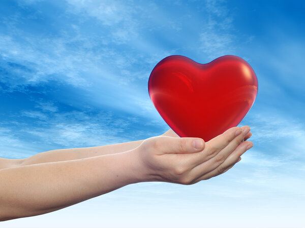 abstract heart held in hands