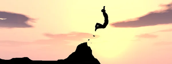 Hombre de negocios saltando feliz del acantilado — Foto de Stock