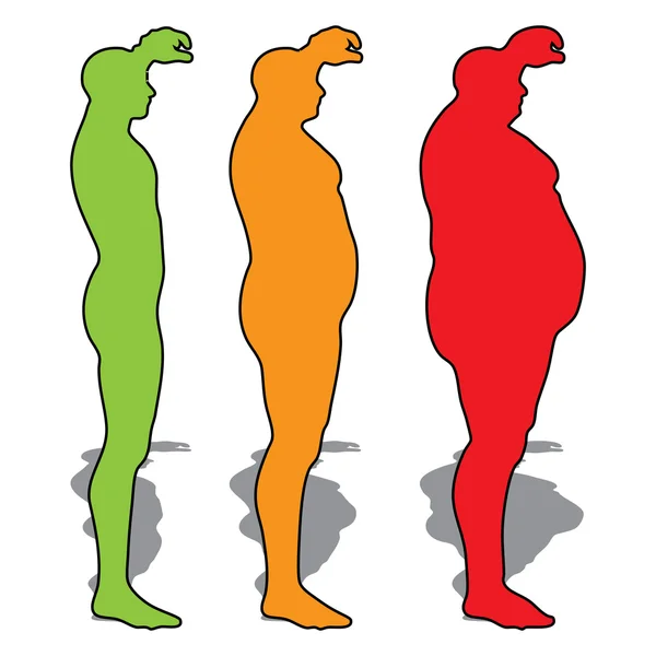 Sovrappeso vs silhouette uomo sottile — Foto Stock