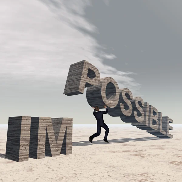 Man lifting  impossible text — Stock Photo, Image