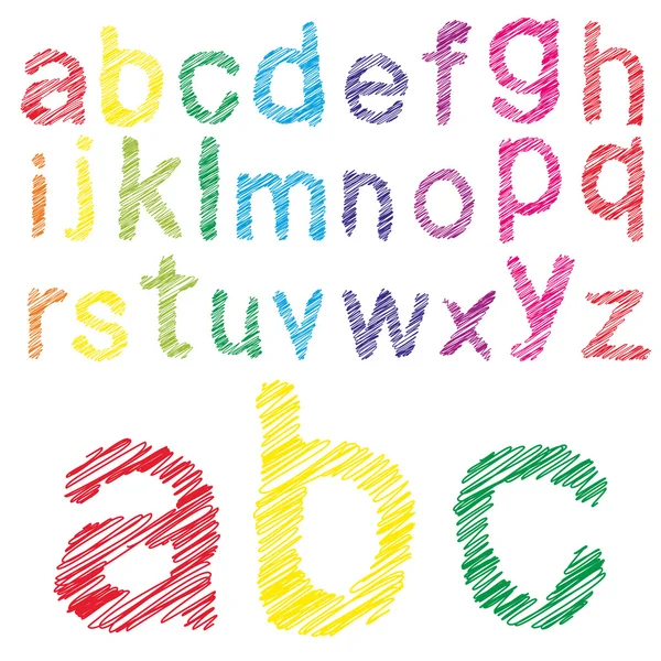 Font scarabocchiare colorato scritto a mano — Foto Stock