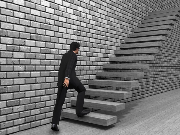 businessman climbing on  steps