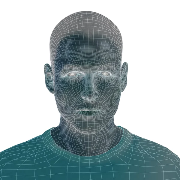 Wireframe joven rostro humano — Foto de Stock