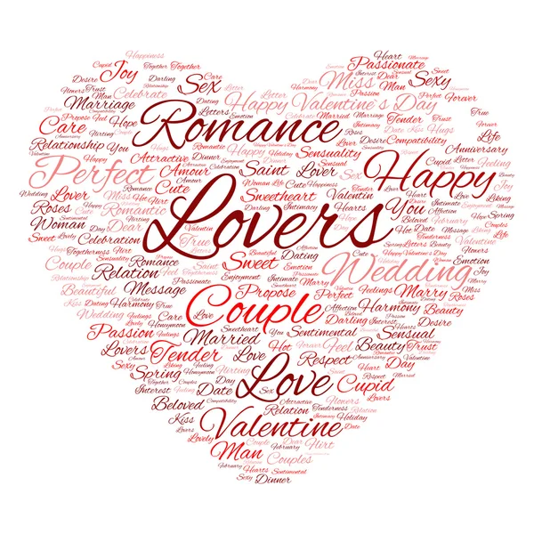 Valentine's Day wordcloud  in shape of heart — Stock Photo, Image