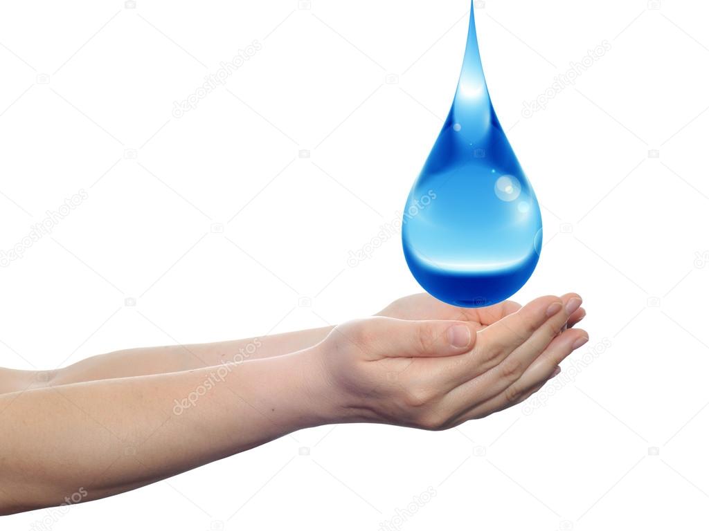 liquid drop falling in hands 