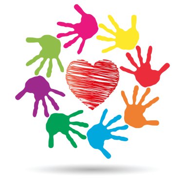 eller, kırmızı kalp simgesini çemberi