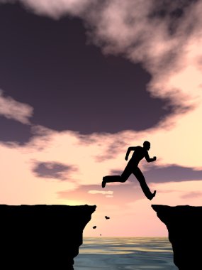  işadamı siluet uçurumdan atlama
