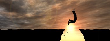 İşadamı siluet atlama 