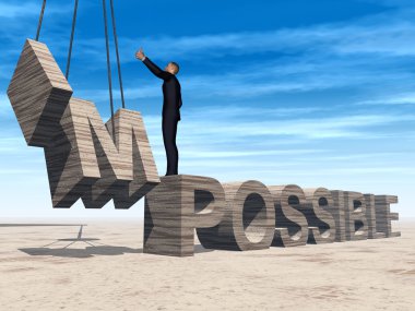 imkansız metnin üzerinde duran iş adamı