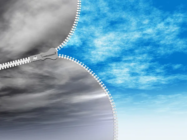 Zipper from  cloudy sky to a sunny — Stock Photo, Image
