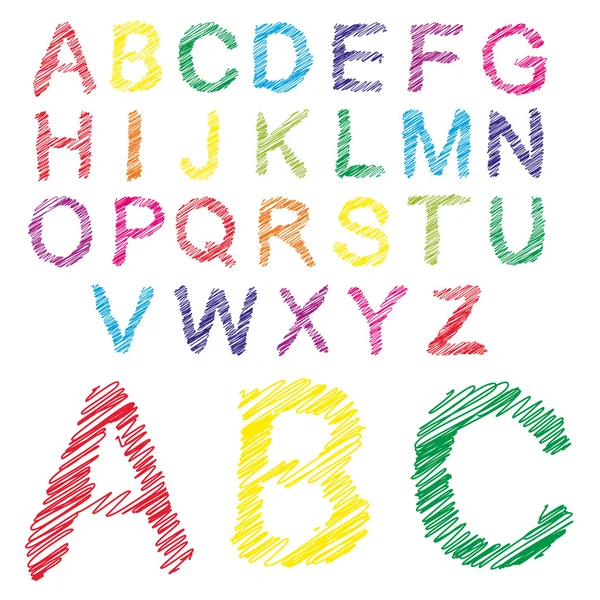 Kleurrijke handgeschreven Krabbel lettertype — Stockfoto