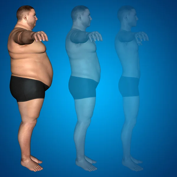 Tlustá obézní vs štíhlý muž — Stock fotografie