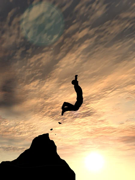남자 실루엣 점프 — 스톡 사진