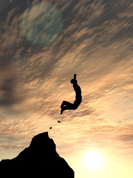 Man silhouette jumping — Stock Photo, Image