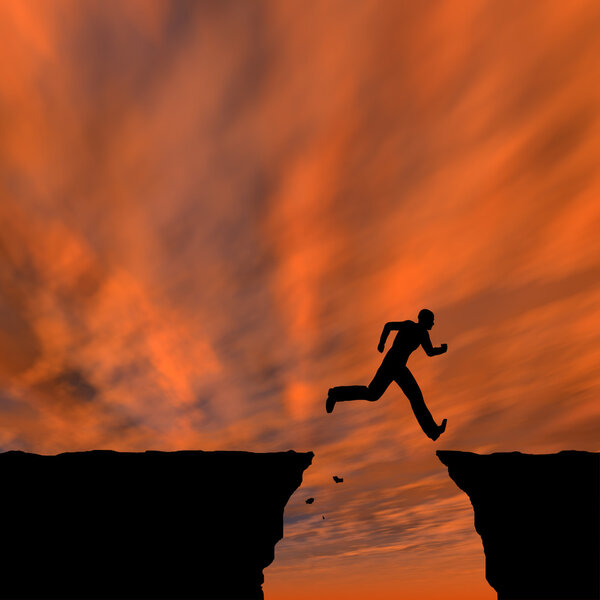 young businessman jumping 