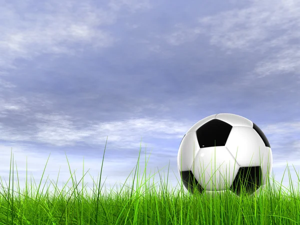 Fotboll i färska fältet gräs — Stockfoto