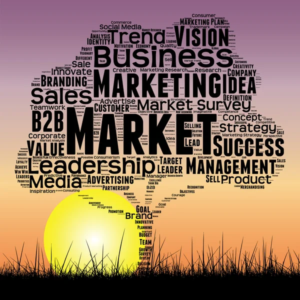 Business tree and grass word cloud — Stock Photo, Image