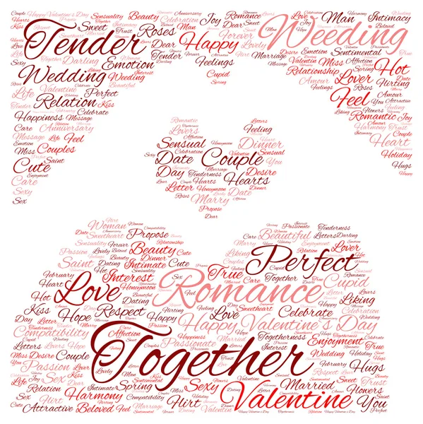 Amore rosso Valentine wordcloud — Foto Stock