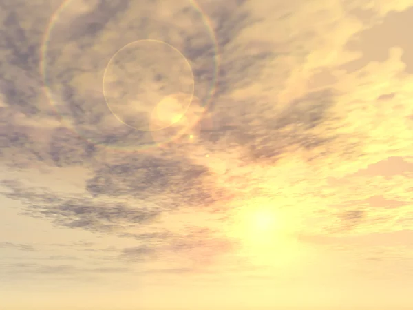 Soluppgång med moln och solen — Stockfoto