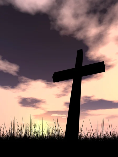 Religion symbol silhouette in grass — Stock Photo, Image
