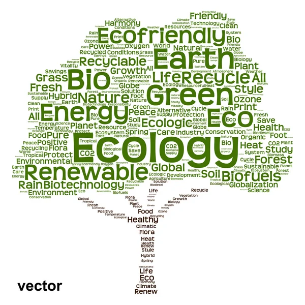 Ecology tree word cloud — Stock Vector