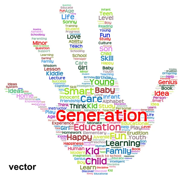 Edukacja ręcznie wydrukować chmura słowa — Wektor stockowy