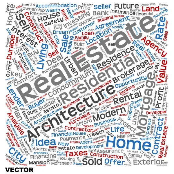 Real estate word cloud — Stock Vector