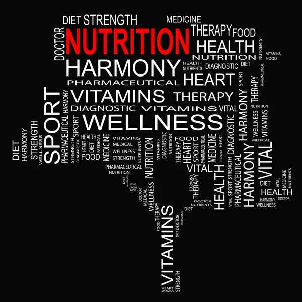 Nutrition text as wordcloud — Stock Photo, Image