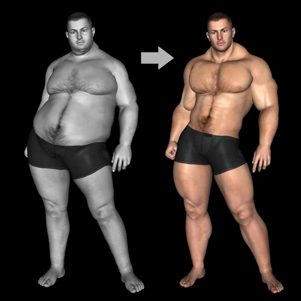 Şişman kilolu vs ince adam — Stok fotoğraf